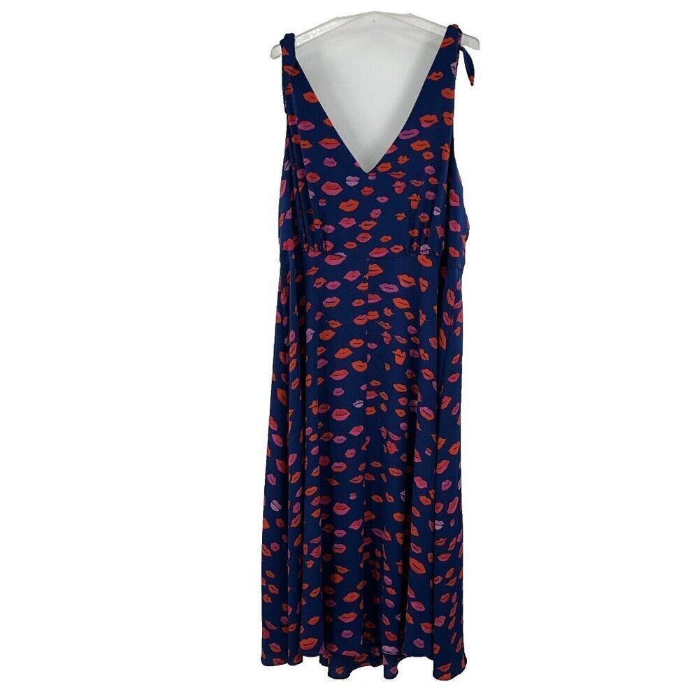 Betsy Johnson Tank Dress Red Lips Navy Dress 20W Lined‎